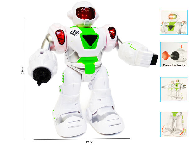 The Future Robot - speelgoed robot Super Warrior- LED licht en geluid - schiet pijltjes - 22CM