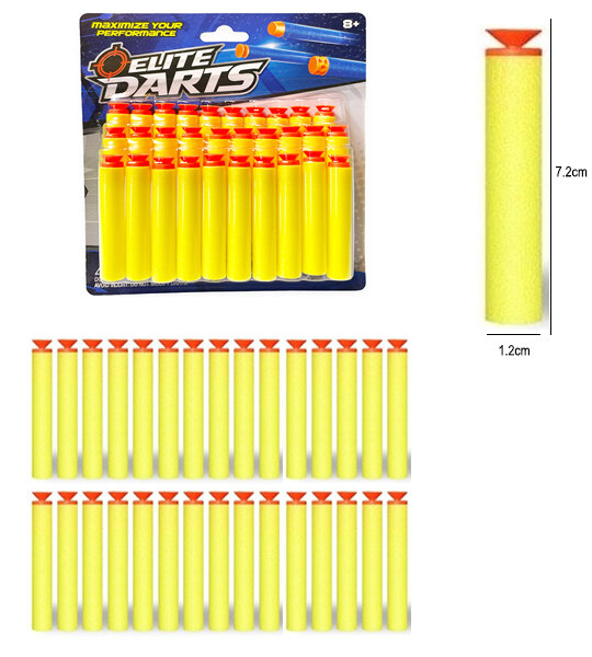 30 stuks darts met zuignap voor Nerf guns - Elite Darts pijlen - geel