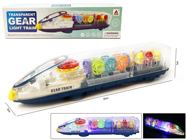 Transparant speelgoed trein met licht en geluid - kan alle kanten rijden - Gear train LED light - 30CM