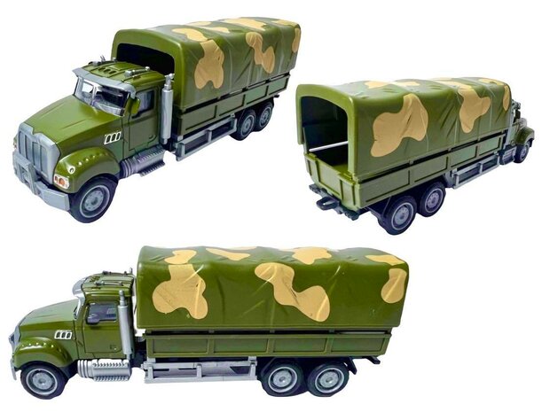 Leger vrachtwagen - pull-back drive - 16.5 CM - Metal Alloy