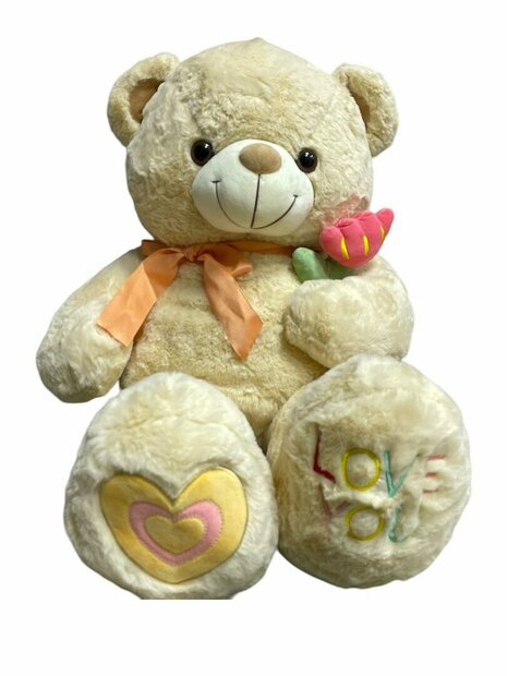 Teddybeer - i Love you - 75CM - zacht knuffel beertje met roosje  - knuffelbeer