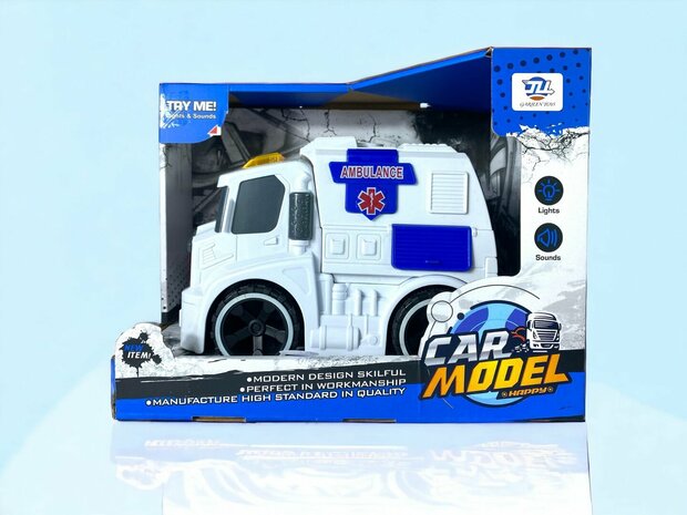 Ambulance - met sirene geluiden en lichtjes 19.5cm