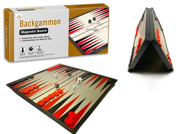 Backgammon 32x32cm - Magnetisch - Opklapbaar - set