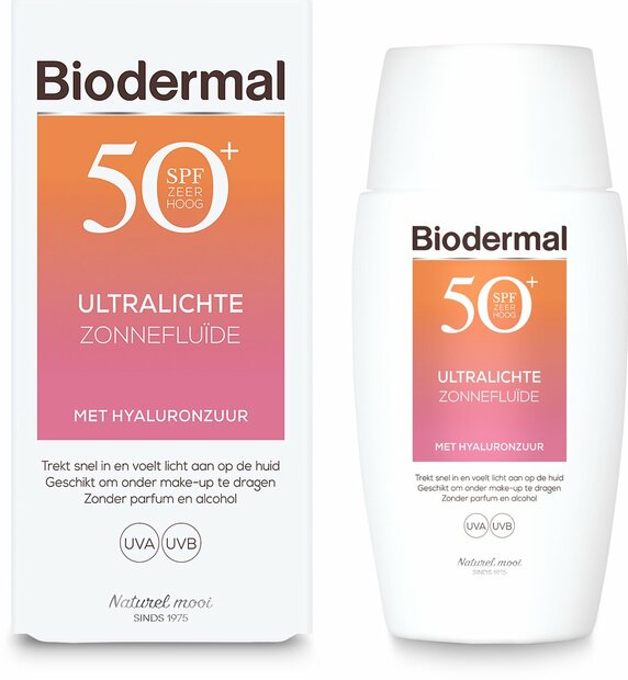 Biodermal Ultralight Sun Fluid SPF 50+ - Zonnefluide - met hyaluronzuur - Zonnebrand gezicht