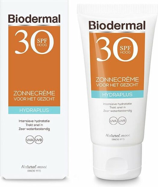 Biodermal  - Zonnebrandcr&egrave;me gezicht - Hydraplus Face SPF30 - 50ml