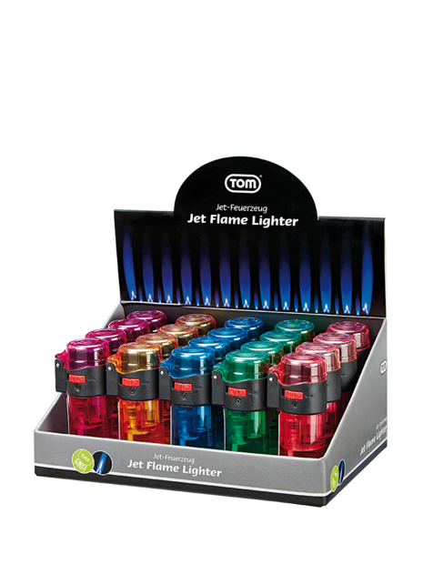 Jet Flame transparant aanstekers - Storm aansteker - Turbo aanstekers - Display van 20 stuks -Navulbaar