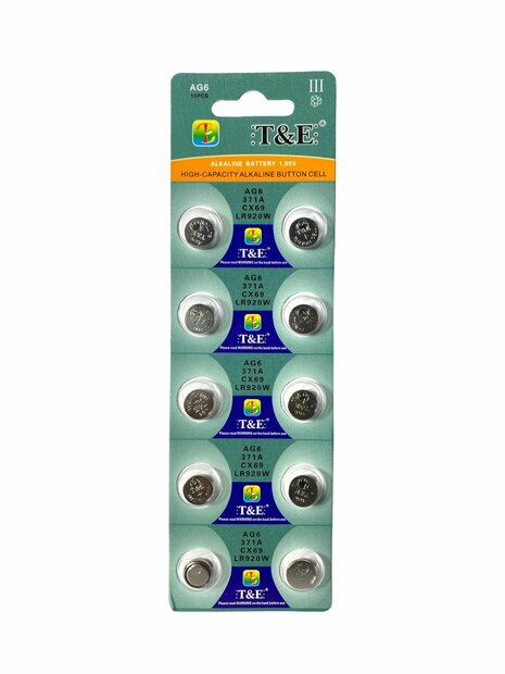 AG 6 / 371A  Knoopcel batterijen&nbsp;Alkaline AG6, LR69, LR921, V371, 171