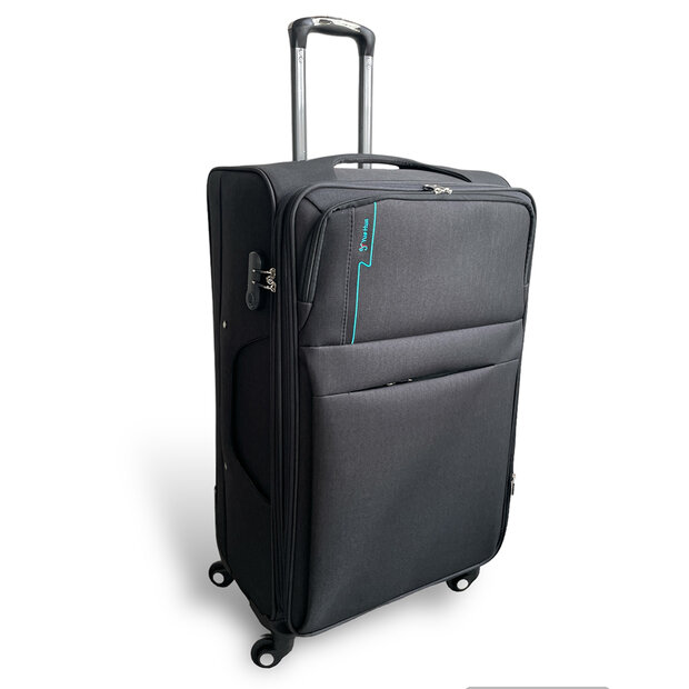 Europe Travel - Stoffen Koffer Zwart - 4 zwenk wielen - Polyester -Extra groot 77 cm