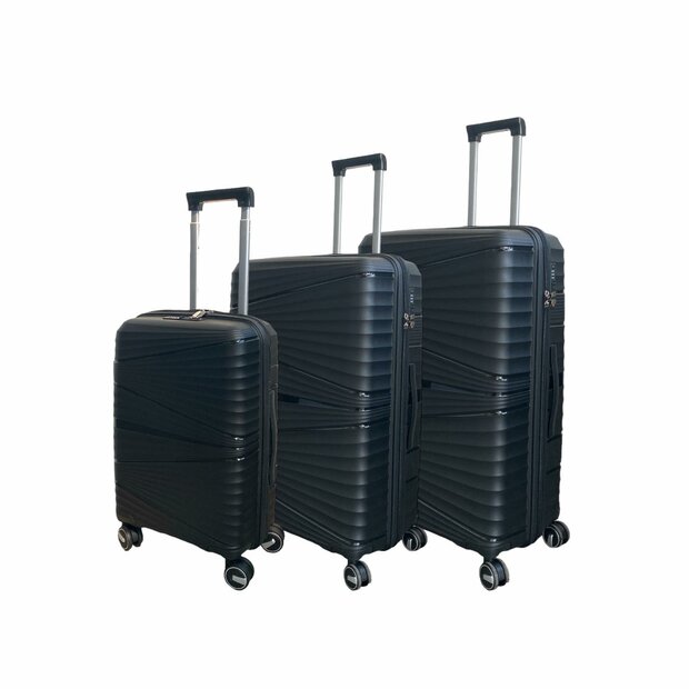 Koffers - Luxe - Set van 3 - Zwart - 55/65/75 cm 