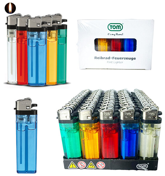 Flint Aanstekers 50 stuks - Wegwerpaansteker - Doorzicht - TOM&reg; Lighter