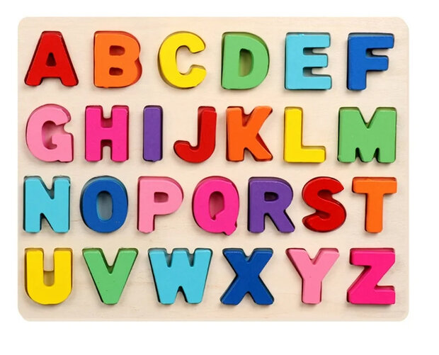 Houten alfabet inlegpuzzel speelgoed - ABC letters puzzel bord - 30x22.5 CM