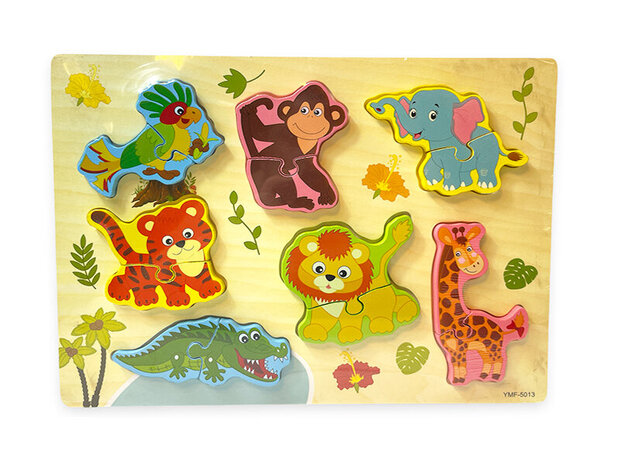 Houten inlegpuzzel dieren speelgoed - vormen puzzel bord - 30x22.5 CM