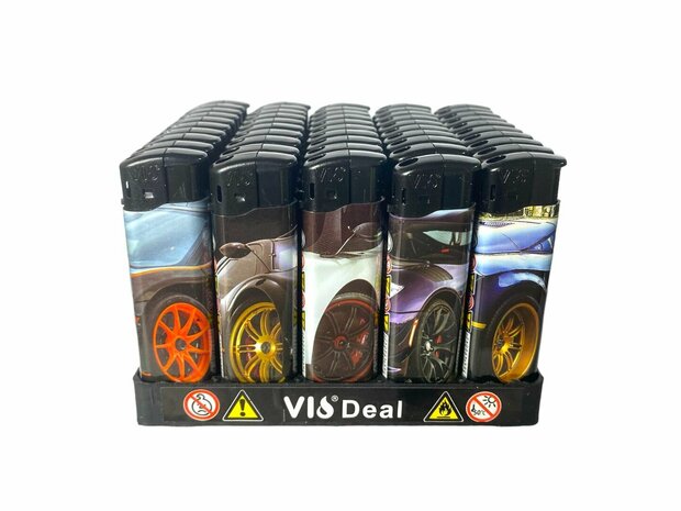 Aanstekers 50 stuks - navulbaar - Sportauto print  