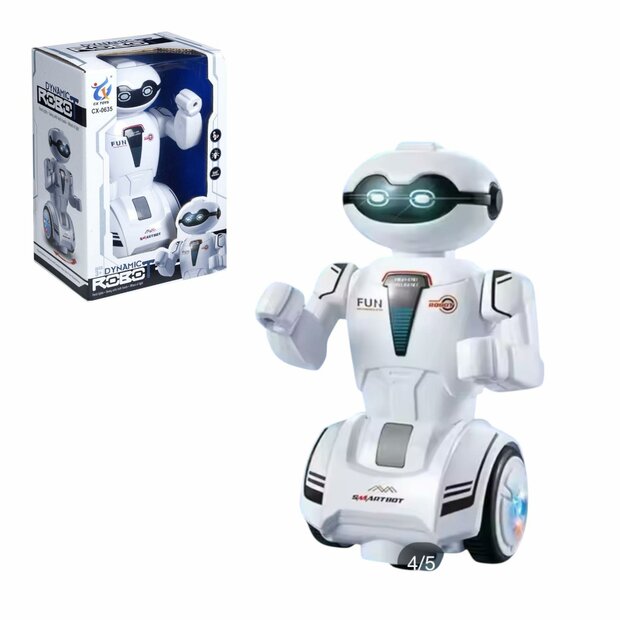 Robot Dynamisch - led lichtjes - interactief - geluid - 21cm