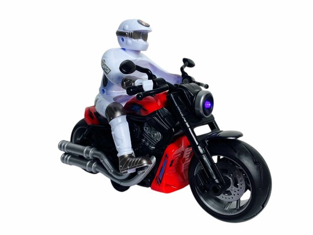 Race motorfiets speelgoed - met sirene en licht  - frictie aandrijving rood