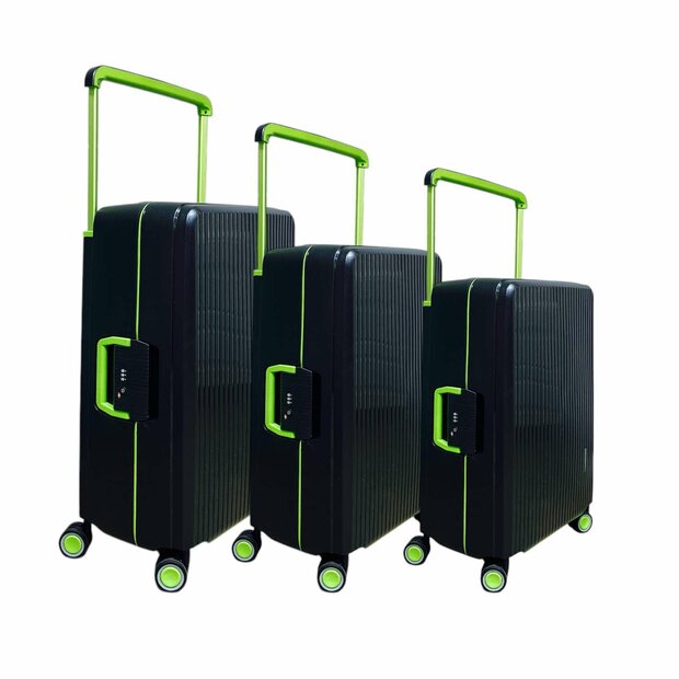 Bubule Hardcase suitcase set black - 3 pieces - TSA lock - wide handle