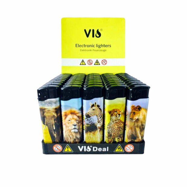 Klik aanstekers 50 stuks - navulbaar - met Dierenprint - vio Lighter