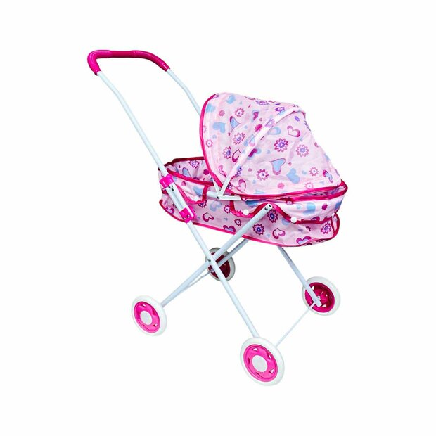 Poppenwagen roze gestipt - Roze Luipaard