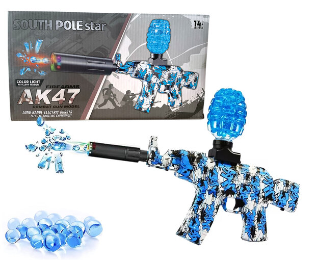 Gel Blaster AK47 - Luminous Silencer met Led licht - compleet set - oplaadbaar - 45 cm + 2 zakjes gelballen