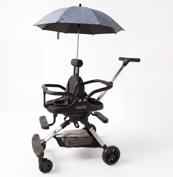 Dubbele Kinderwagen met Parasol &ndash; Lichtgewicht &ndash; Opvouwbaar &ndash; Aluminium Frame &ndash; Met Rem &amp; Demping - Voor 6 Maanden tot 4 Jaar