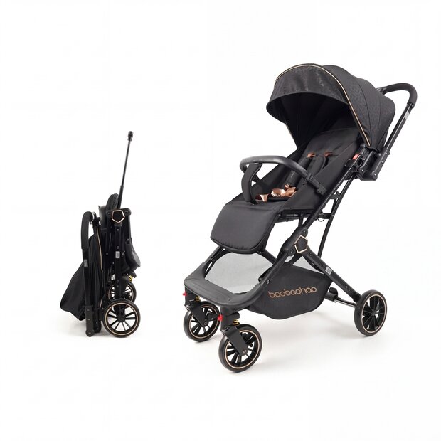 Kinderwagen Baobaohao Y8 Buggy &ndash; Luxe, Lichtgewicht &amp; Inklapbare voor 0-3 Jaar Zwart