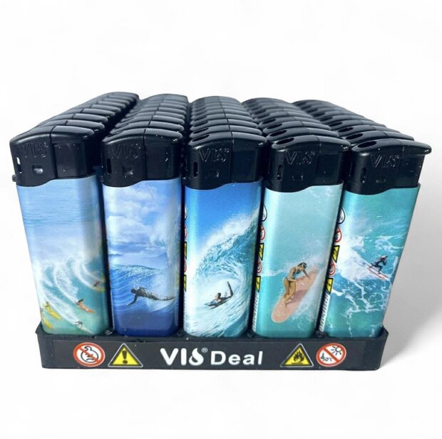 Aanstekers 50 stuks - navulbaar - Water Sports print - vio&reg; Aansteker