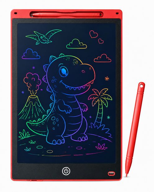 LCD Schrijfbord 8,5 Inch &ndash; Digitaal Tekenbord voor Kinderen met Stylus en incl. batterij - Herbruikbare Tekentablet - Rood