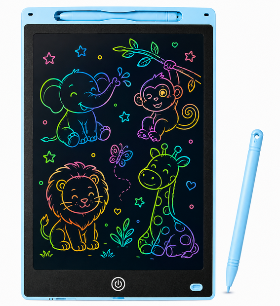 LCD Schrijfbord 12 Inch &ndash; Digitaal Tekenbord voor Kinderen met Stylus en incl. batterij - Tekentablet - licht blauw