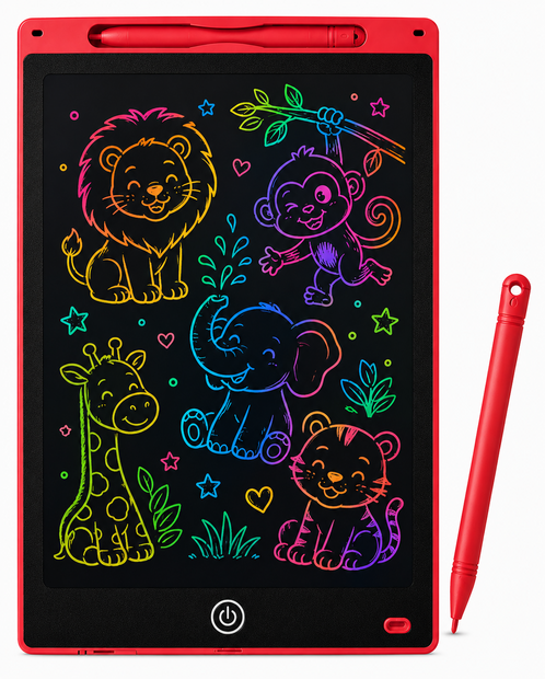 LCD Schrijfbord 12 Inch &ndash; Digitaal Tekenbord voor Kinderen met Stylus en incl. batterij - Tekentablet - Rood