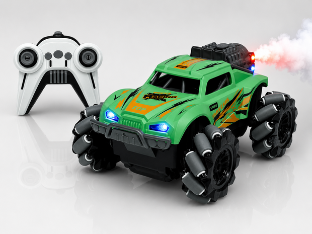 RC Stunt Spray Auto - 6 Kanaal 4WD &ndash; Drift, Zijwaarts Rijden - LED Verlichting &amp; Mist Effect