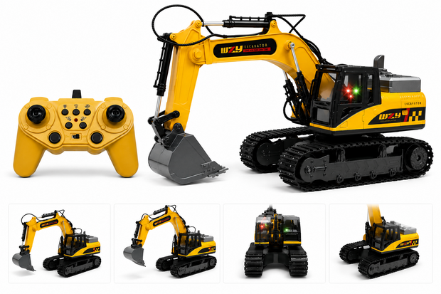 RC Excavator Die-Cast - Afstand bestuurbaar Graafmachine - 9CH - 2.4GHZ - 40CM
