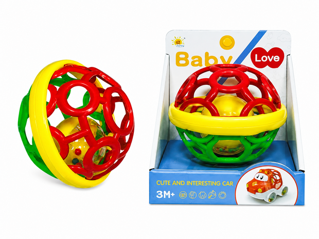 Oball Rammelaar Baby &ndash; Zachte Siliconen Gripbal met Rammelgeluid &ndash; Vanaf 3+