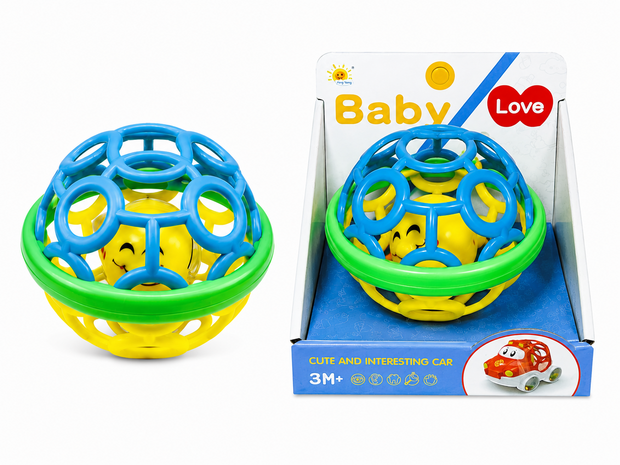 Oball Baby &ndash; Zachte Siliconen Gripbal met Rammelgeluid &ndash; Rammelaar