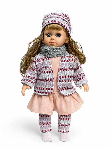 Cufan Knuffelpop 40 cm - Zacht Lijfje &amp; Winterkleding &ndash; Vinyl Pop met Acryl Ogen