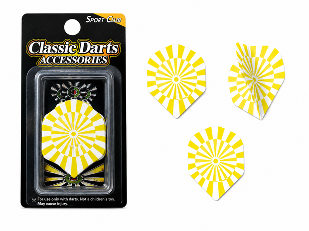Dart vlaggetjes set 3 stuks - Yellow Radial print -  Dart Flights