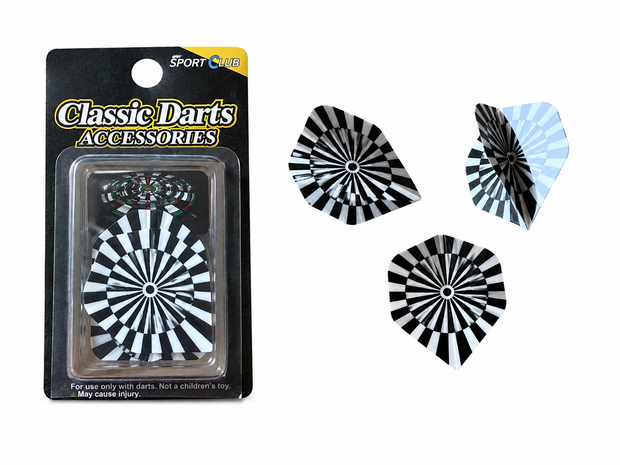 Dart vlaggetjes set 3 stuks - Black Radial print -  Dart Flights