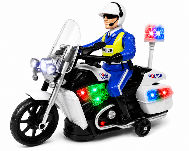 Politie motor met led flash light en politie geluiden - Police 20CM
