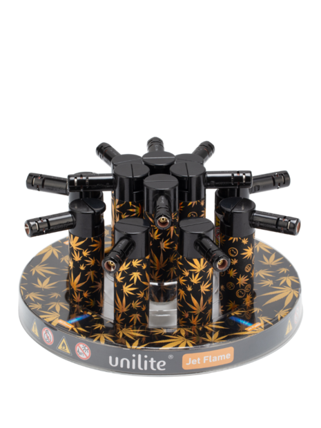 Unilite&reg; Jet Flame Havanna Cannabis Gold  - Wind Aanstekers &ndash; 12 stuks