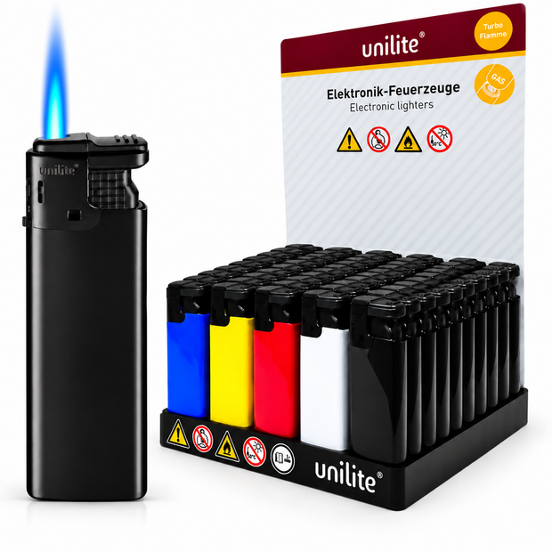 Turbo Aanstekers &ndash;  50 Stuks - HC-5 EAN - Krachtig Wind Aansteker - Unilite&reg;