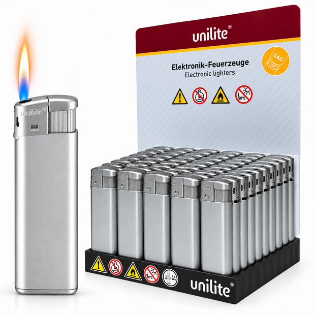 Blanco Bedrukbare Aanstekers &ndash; Zilver &ndash; 50 Stuks in Tray