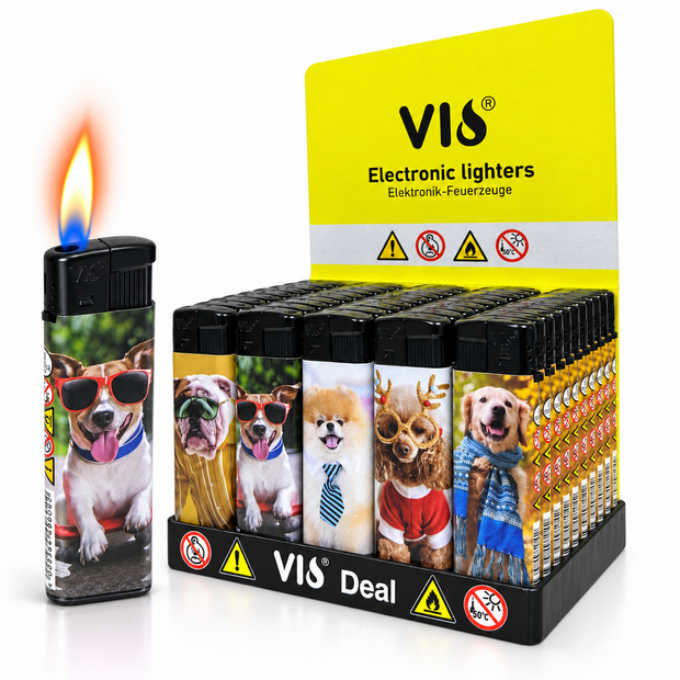 Aanstekers met Hondjes &amp; Puppies print - 50 stuks in Tray &ndash; Navulbaar 