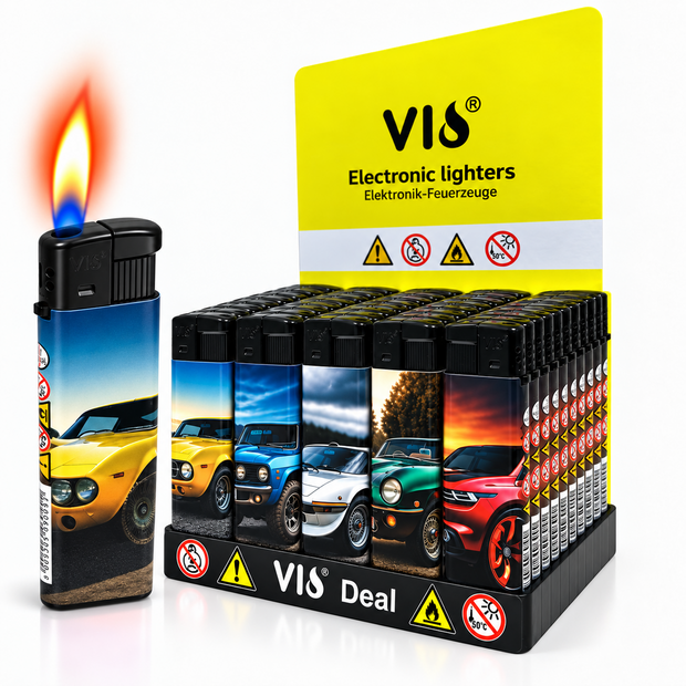 Aanstekers  50 stuks - navulbaar - Klassieke sportauto's