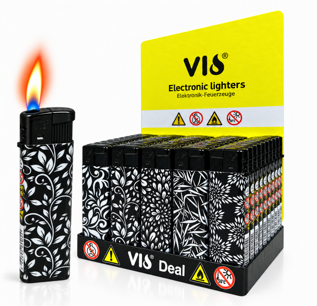 Aanstekers klik tray van 50 stuks - Navulbaar - zwart  wit print