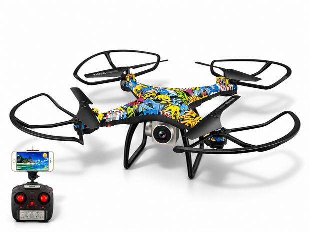 Quadcopter met Live Camera - Graffiti - Wifi - App Control - 2.4GHz - Hover Functie - Drone