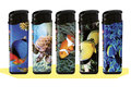 Click lighters (50 pieces in tray) refillable - VIS deal lighters with fish print