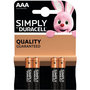 Duracell AAA Simply batterijen 1.5 V - alkaline - LR03 MN2400 - 4 stuks