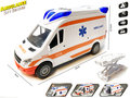 Ambulance speelgoed voertuig 25cm - pull back aandrijving - met sirene-geluid en lichtjes op - S.O.S 112 