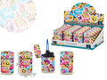 Jet Flame lighters - turbo lighter - 20 pieces in display - 360° Happy Smiley print - soft touch