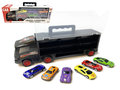 Vrachtwagen transporter truck - speelgoed mini auto&#039;s - 6-delig set koffer - Oplegger voor 12 auto&#039;s- 31cm