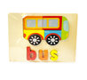 Houten inlegpuzzel bus speelgoed - vormen puzzel voor kinderen 18x15cm